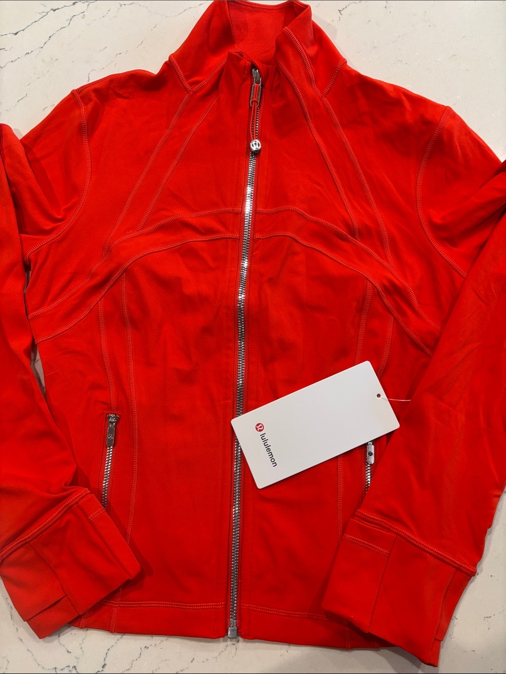 lululemon Define Cropped Jacket Nulu in Cherry Ember + Mirror Silver Sz 6 NWT